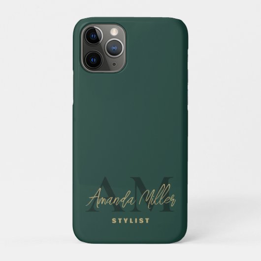 Gepersonaliseerd met naam Groen Goud Modern Monogr Case-Mate iPhone Case (Achterkant)