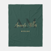 Gepersonaliseerd met naam Groen Goud Modern Monogr Fleece Deken (Voorkant)