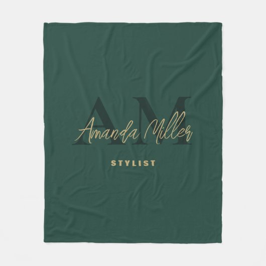 Gepersonaliseerd met naam Groen Goud Modern Monogr Fleece Deken (Voorkant)