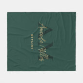 Gepersonaliseerd met naam Groen Goud Modern Monogr Fleece Deken (Voorkant (Horizontaal))