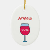 Gepersonaliseerd met Naam Jaar Rode Wijn Glas Keramisch Ornament (Voorkant)