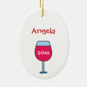 Gepersonaliseerd met Naam Jaar Rode Wijn Glas Keramisch Ornament (Achterkant)