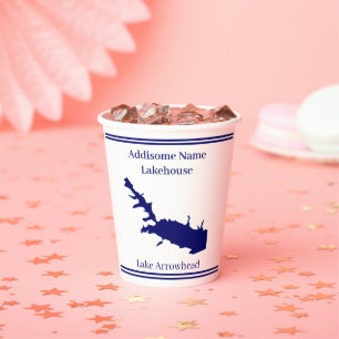 Gepersonaliseerd met naam Lake Arrowhead Kaart Pap Papieren Bekers