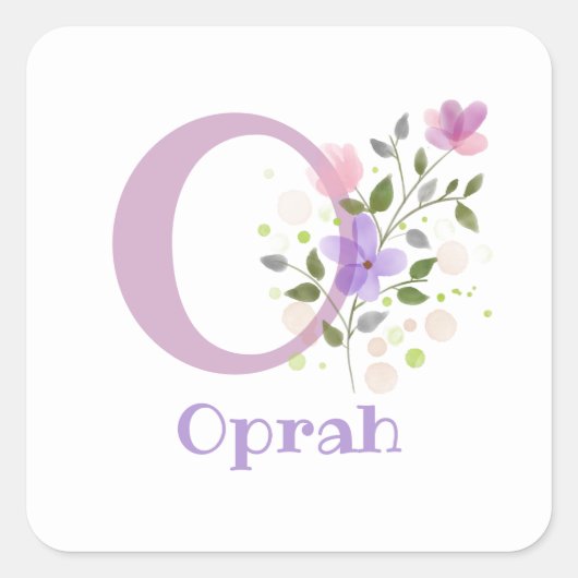 Gepersonaliseerd met naam Oprah en eerste Initiaal Vierkante Sticker (Voorkant)