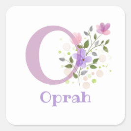 Gepersonaliseerd met naam Oprah en eerste Initiaal Vierkante Sticker