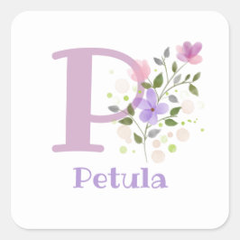 Gepersonaliseerd met naam Petula en eerste Initiaa Vierkante Sticker