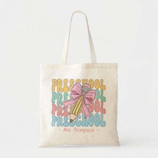 Gepersonaliseerd met naam Preschool Teacher Custom Tote Bag (Voorkant)