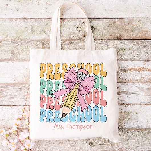 Gepersonaliseerd met naam Preschool Teacher Custom Tote Bag