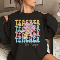 Gepersonaliseerd met naam Roze Bow Teacher Custom
