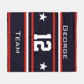 Gepersonaliseerd met naam, #, team, sportfanteam fleece deken (Voorkant (Horizontaal))