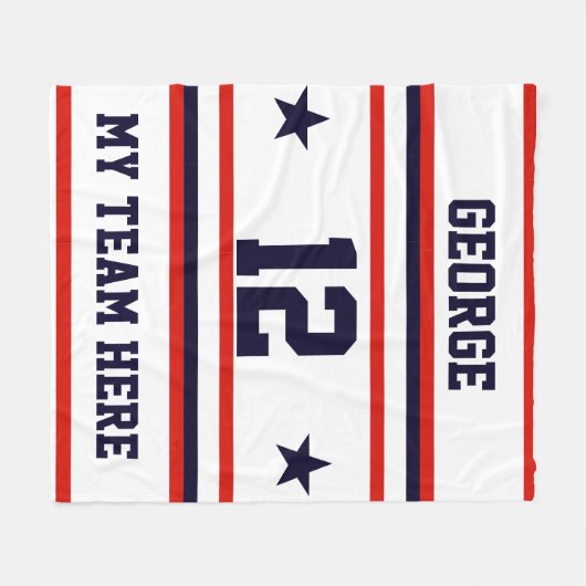 Gepersonaliseerd met naam, #, team, sportfanteam fleece deken (Voorkant (Horizontaal))