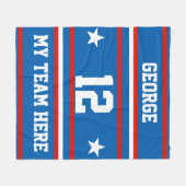 Gepersonaliseerd met naam, #, team, sportfanteam fleece deken (Voorkant (Horizontaal))