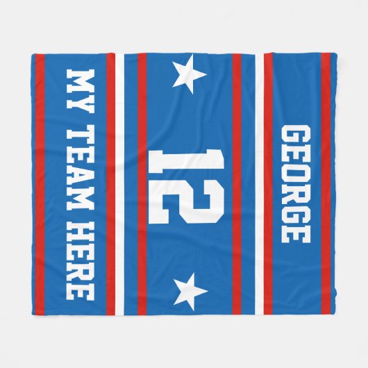 Gepersonaliseerd met naam, #, team, sportfanteam fleece deken (Voorkant (Horizontaal))