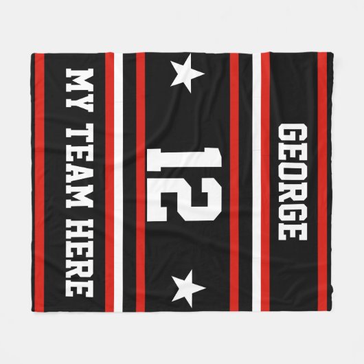 Gepersonaliseerd met naam, #, team, sportfanteam fleece deken (Voorkant (Horizontaal))