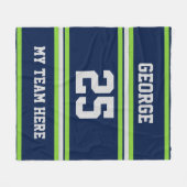 Gepersonaliseerd met naam, #, team, sportfanteam fleece deken (Voorkant (Horizontaal))