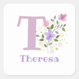 Gepersonaliseerd met naam Theresa en eerste Initia Vierkante Sticker
