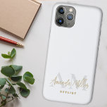 Gepersonaliseerd met naam Wit Goud Modern Monogram Case-Mate iPhone Case<br><div class="desc">Introductie van de Gepersonaliseerde Met Naam Wit Goud Moderne Monogram iPhone Case - een slanke en stijlvolle accessoire dat personalisatie combineert met premium telefoonbescherming. Deze monogram telefoonhoes heeft een aangepaste naam en een monogram in een elegant handgeschreven cursief script, waardoor een kenmerkende look wordt gecreëerd. Deze beschermende telefoonhoes is ontworpen...</div>