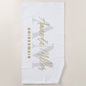 Gepersonaliseerd met naam Wit Goud Modern Monogram Strandlaken (Voorkant)