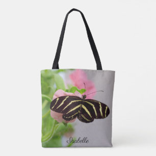 Gepersonaliseerd met Naam Zebra Longwing Butterfly Tote Bag