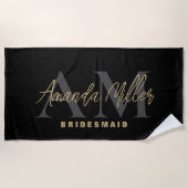 Gepersonaliseerd met naam Zwart Goud Modern Monogr Strandlaken (Voorkant)