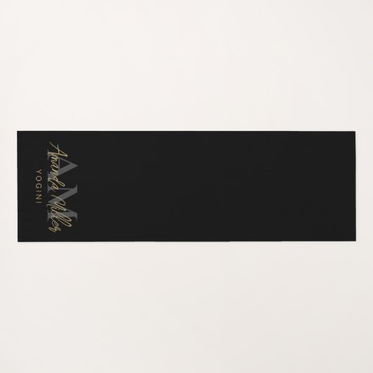 Gepersonaliseerd met naam Zwart Goud Modern Monogr Yogamat (Achterkant (horizontaal))
