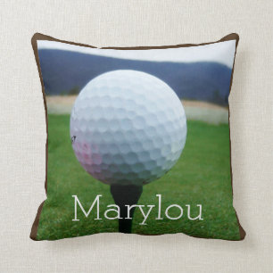 Gepersonaliseerd met name witte golfbal kussen