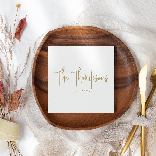 Gepersonaliseerd met namen Elegant kalligrafie Scr Servet