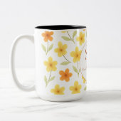 Gepersonaliseerd met Sinaasappel & Gele Bloemen _ Tweekleurige Koffiemok (Links)