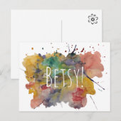 Gepersonaliseerd met Spletters voor kleurrijke Wat Briefkaart (Voorkant / Achterkant)