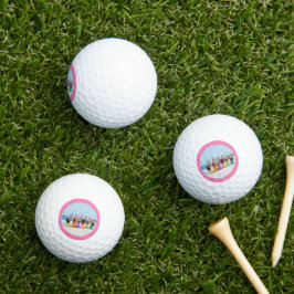 Gepersonaliseerd met uw eigen foto met roze frame golfballen
