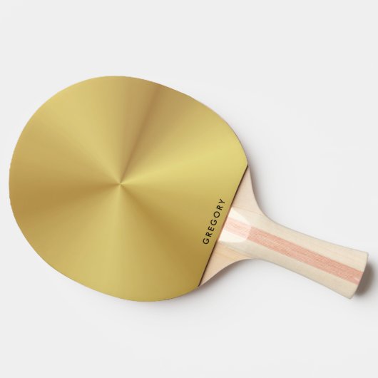 Gepersonaliseerd metallic goud textuur monogram tafeltennisbatje (Zijkant)