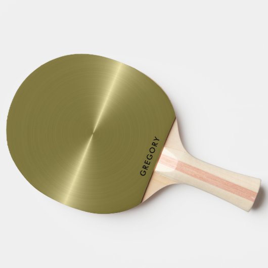 Gepersonaliseerd metallic goud textuur monogram tafeltennisbatje (Zijkant)