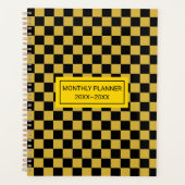 Gepersonaliseerd Metallic Goud Zwart Vierkant Patr Planner (Voorkant)