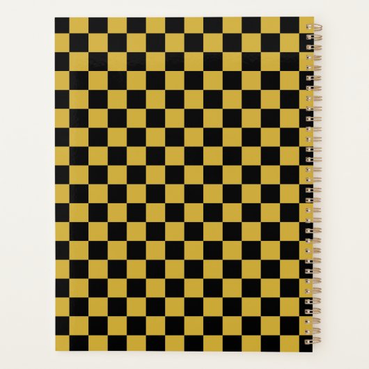 Gepersonaliseerd Metallic Goud Zwart Vierkant Patr Planner (Achterkant)