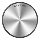 Gepersonaliseerd metallic grijs textuur monogram hockey puck (Voorkant)
