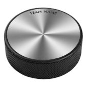Gepersonaliseerd metallic grijs textuur monogram hockey puck (3/4)