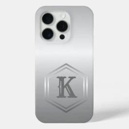 Gepersonaliseerd Metallic Silver Monogram iPhone 15 Pro Case