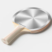 Gepersonaliseerd metallic zilver textuur monogram tafeltennisbatje (Voorkant Gekanteld)
