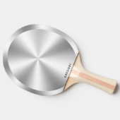 Gepersonaliseerd metallic zilver textuur monogram tafeltennisbatje (Zijkant)