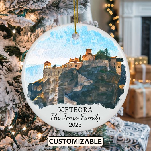 Gepersonaliseerd Meteora Ornament, Griekenland Keramisch Ornament