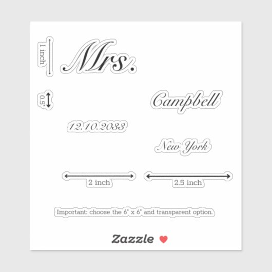 Gepersonaliseerd mevrouw Bride Wedding Shoes Decal Sticker (Vel)
