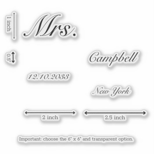 Gepersonaliseerd mevrouw Bride Wedding Shoes Decal Sticker (Voorkant)
