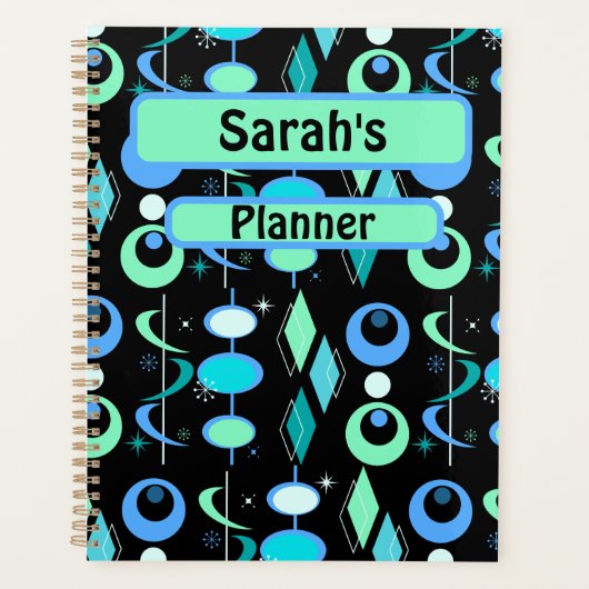 Gepersonaliseerd Mid Century Modern patroon Planner (Voorkant)
