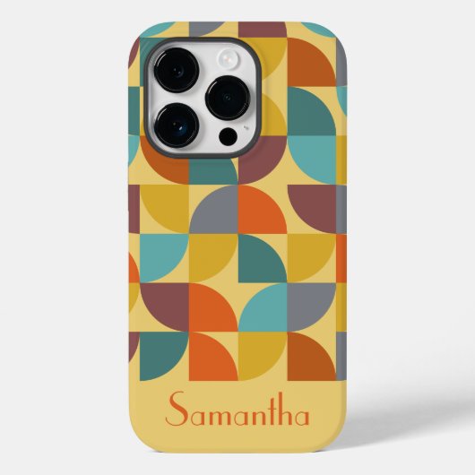 Gepersonaliseerd Mid-Century Modern Yellow Oranje  Case-Mate iPhone Case (Achterkant)