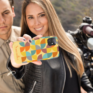 Gepersonaliseerd Mid-Century Modern Yellow Oranje Case-Mate iPhone 14 Pro Hoesje