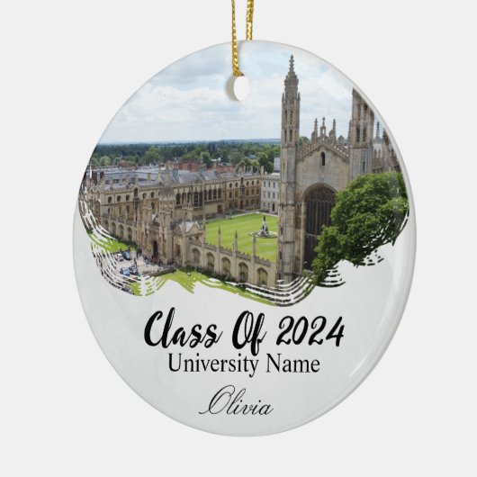 Gepersonaliseerd middelbaar afstuderen keramisch ornament (Links)