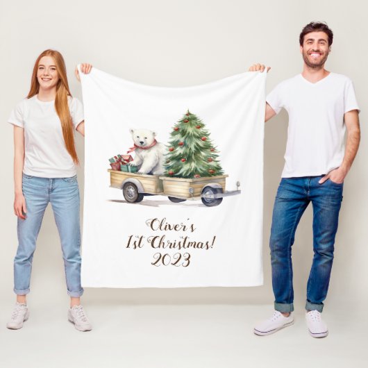 Gepersonaliseerd Mijn 1e Kerstmis Fleece Deken (In situ)