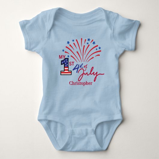 Gepersonaliseerd Mijn 1st 4th van Juli Baby Bodysu Romper (Voorkant)