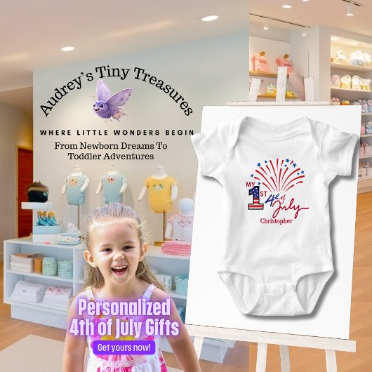 Gepersonaliseerd Mijn 1st 4th van Juli Baby Bodysu Romper