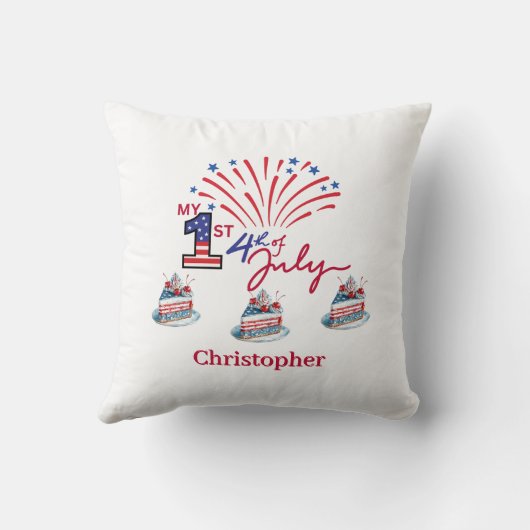 Gepersonaliseerd Mijn 1st 4th van Juli Baby Kussen (Achterkant)